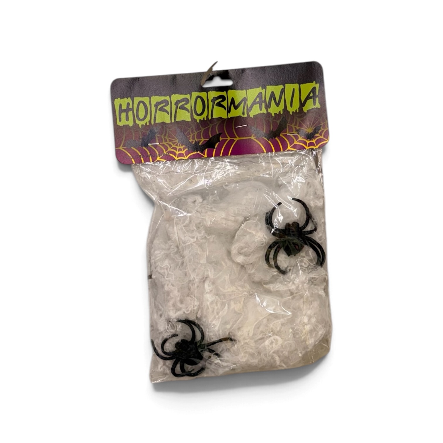 Tela de araña tipo algodón con 2 arañas